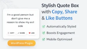 Quote Box with Copy, Share & Like Buttons